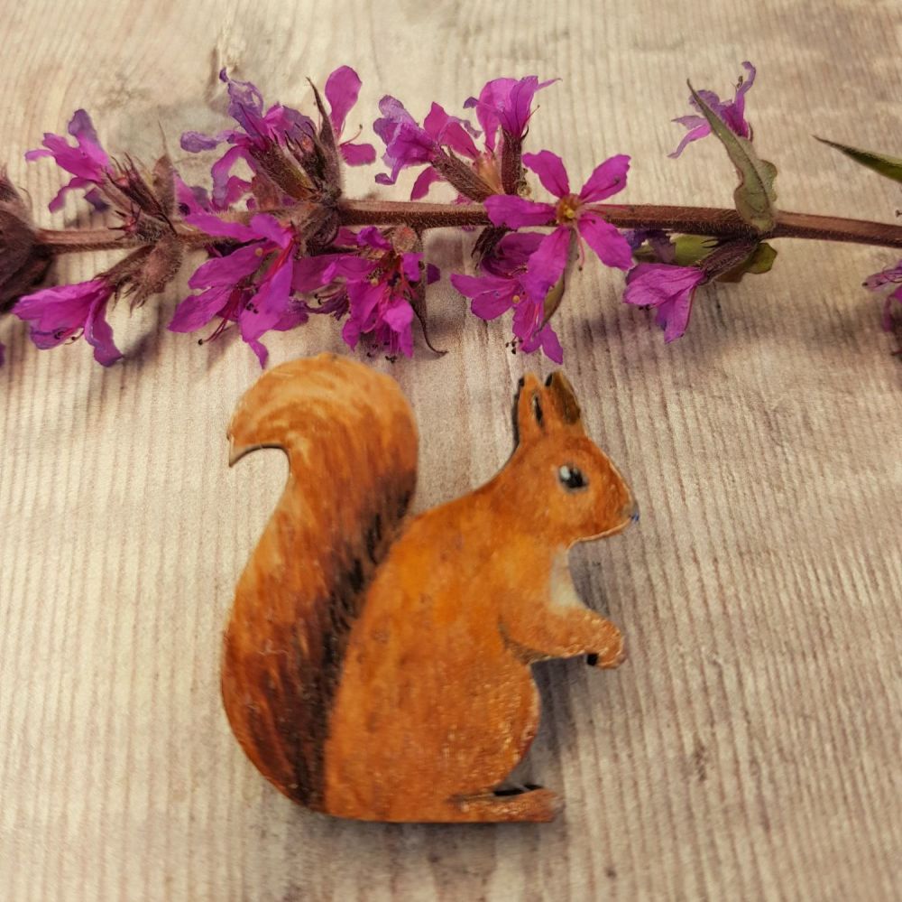 Wooden Squirrel badge