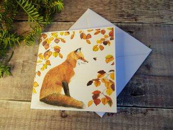 Fox and bee card, blank inside.