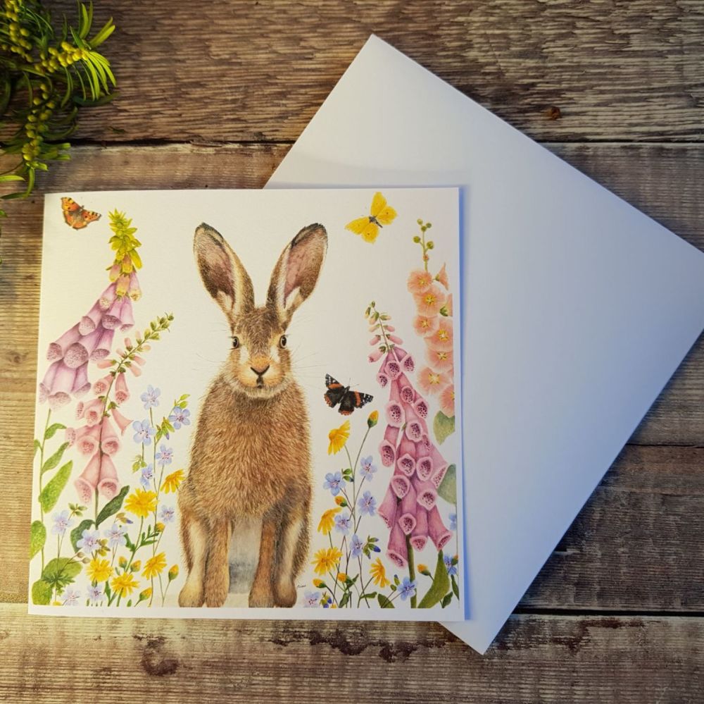 Hare and Wildflowers, Blank inside.