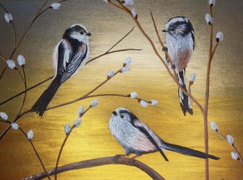 Long Tailed Tits, Original Painting.