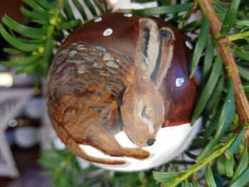 Hare Bauble - Ceramic Hand painted Bauble - Wildlife Bauble - Christmas Bauble - Handmade Bauble - Christmas Ornament - Christmas Decoration