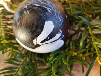Badger Bauble - Ceramic Hand painted Bauble - Wildlife Bauble - Christmas Bauble - Handmade Bauble - Christmas Ornament - Badger ornament