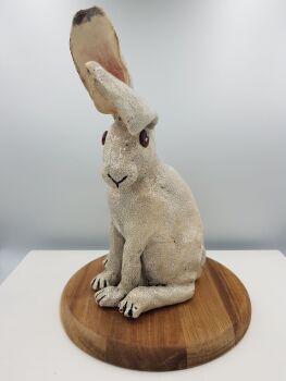 Crackle Glaze Hare, Earthenware Sculpture.