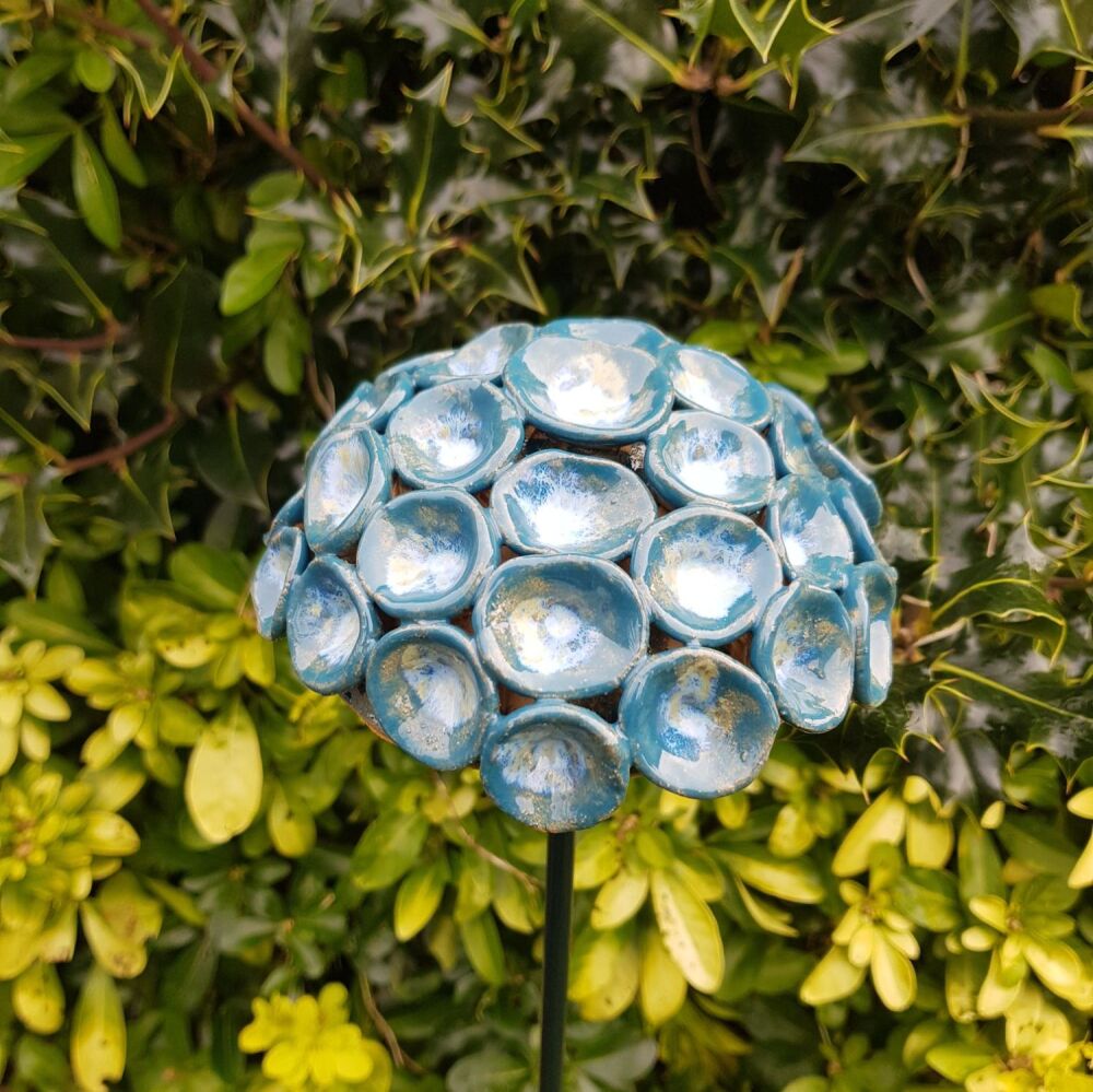 Large Blue Ceramic Flower Head.