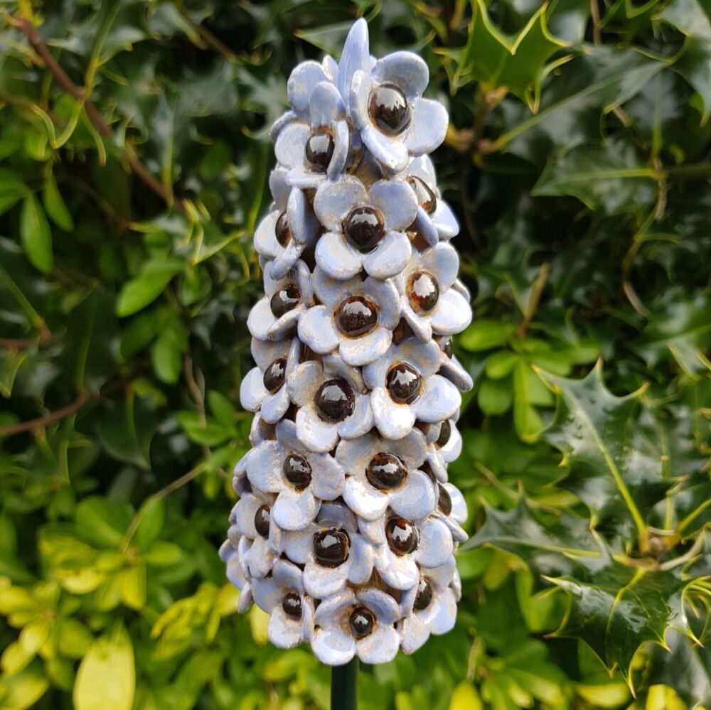 Ceramic Flower Spike in Pale Blue.