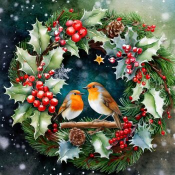 Saturday 5th December 2026, Painting a Holly Wreath with Robins.
