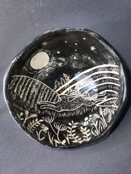 Rustic Bowl with Sgraffito Hares.