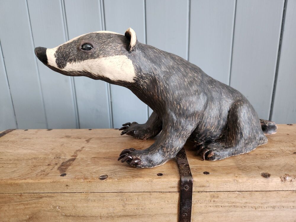 Badger Sculpture, made from Stoneware clay.