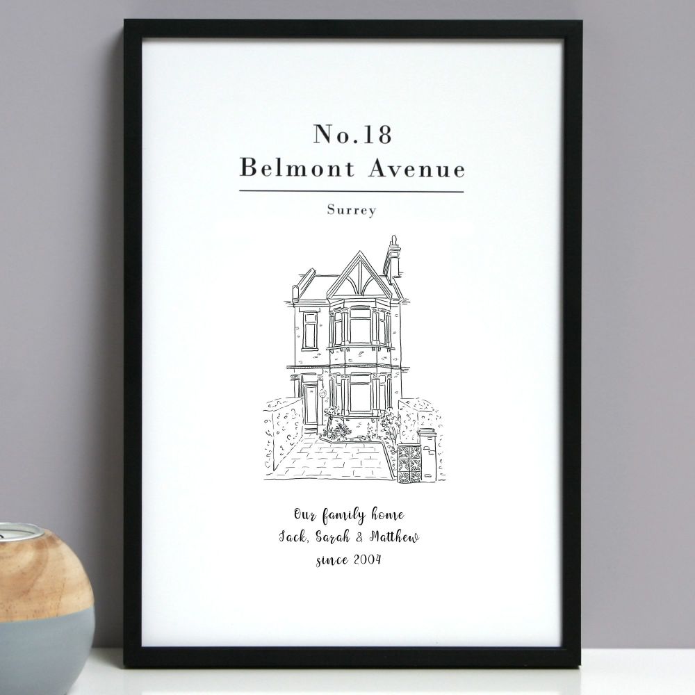 Personalised House Portrait Line Drawing Print