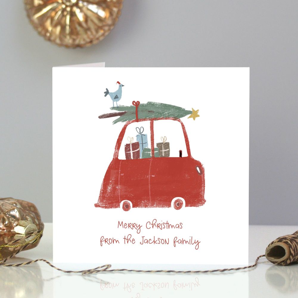 Pack Of Five Or 10 Personalised Christmas Car Cards