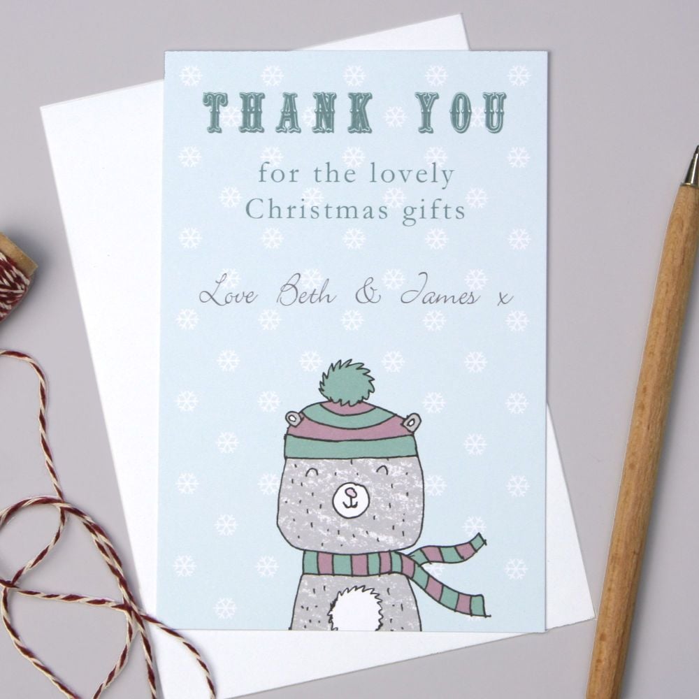 Personalised Bear Christmas Thank You Cards