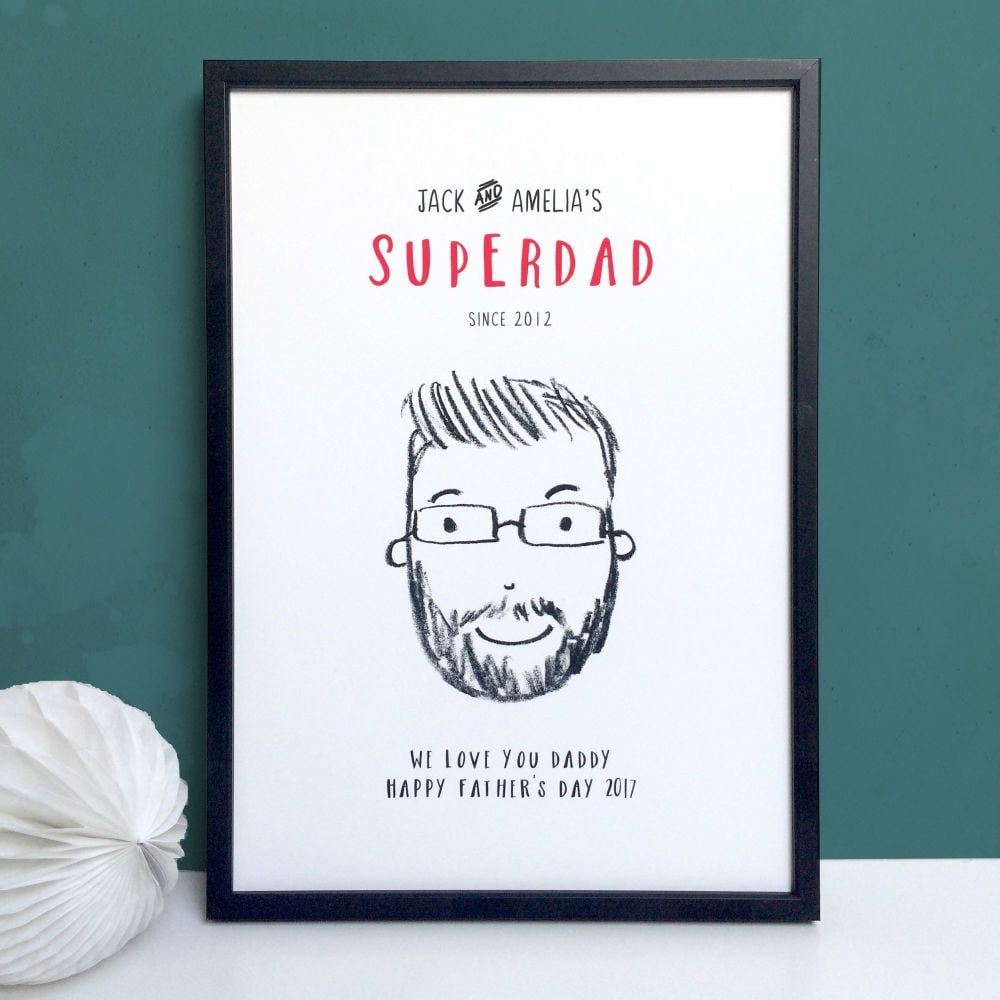Personalised 'Super Dad' Daddy Or Grandad Print