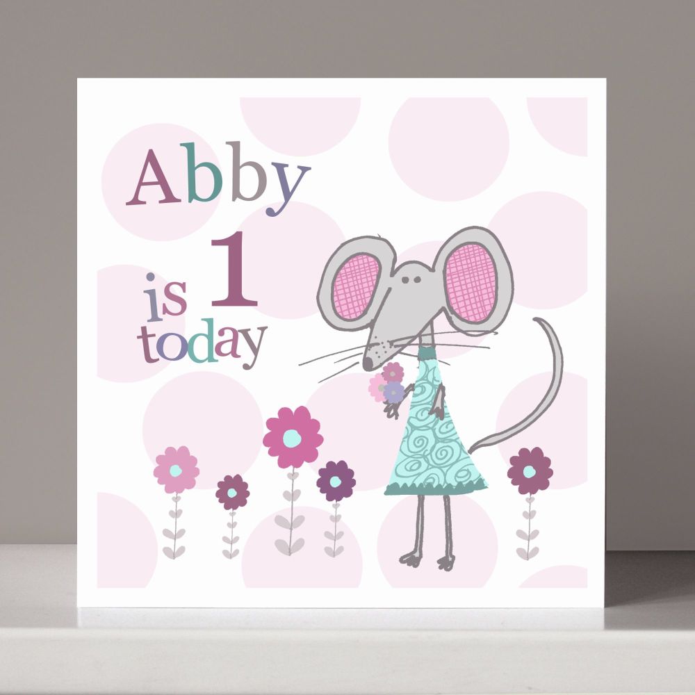 Personalised Mouse Girl's Birthday Card
