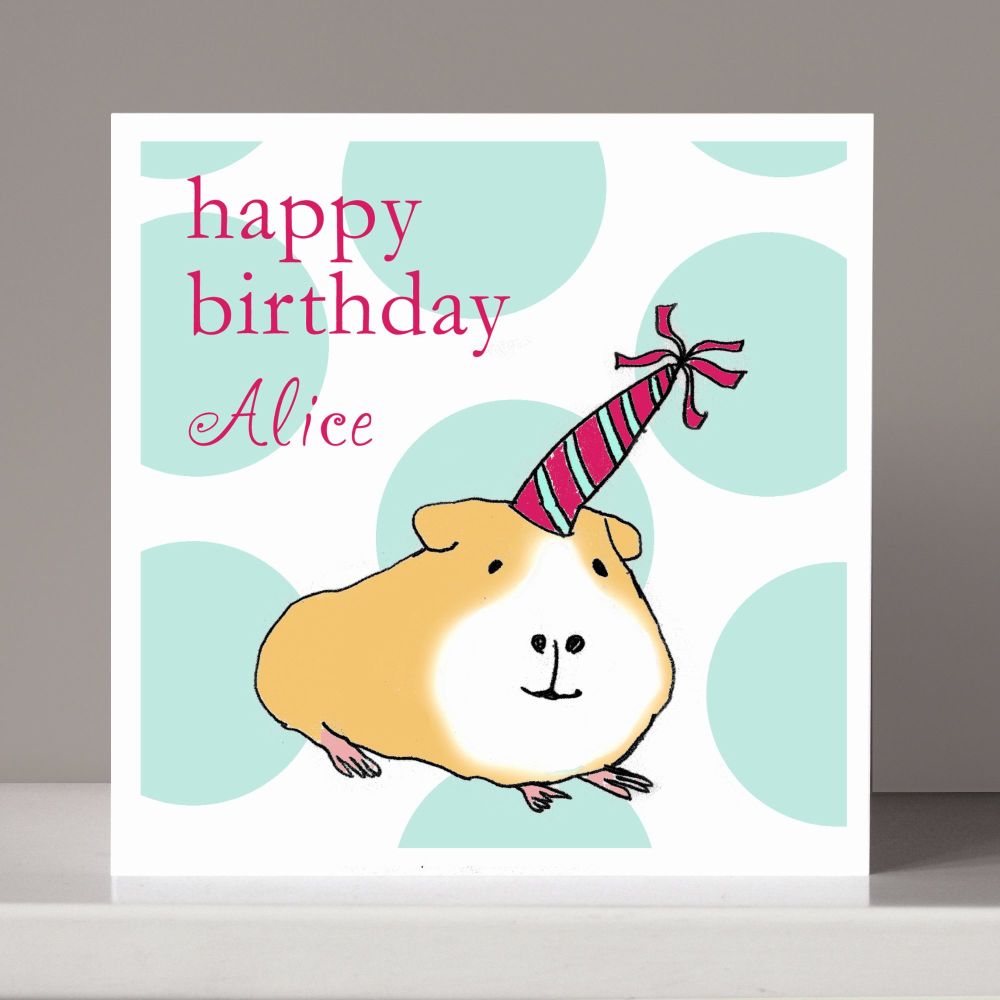 Personalised Guinea Pig Girl Or Boy's Birthday Card