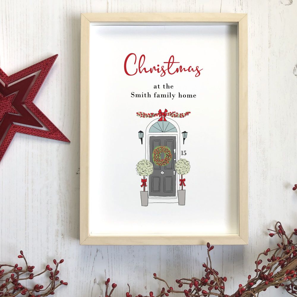 Personalised Christmas Door Family Home Print