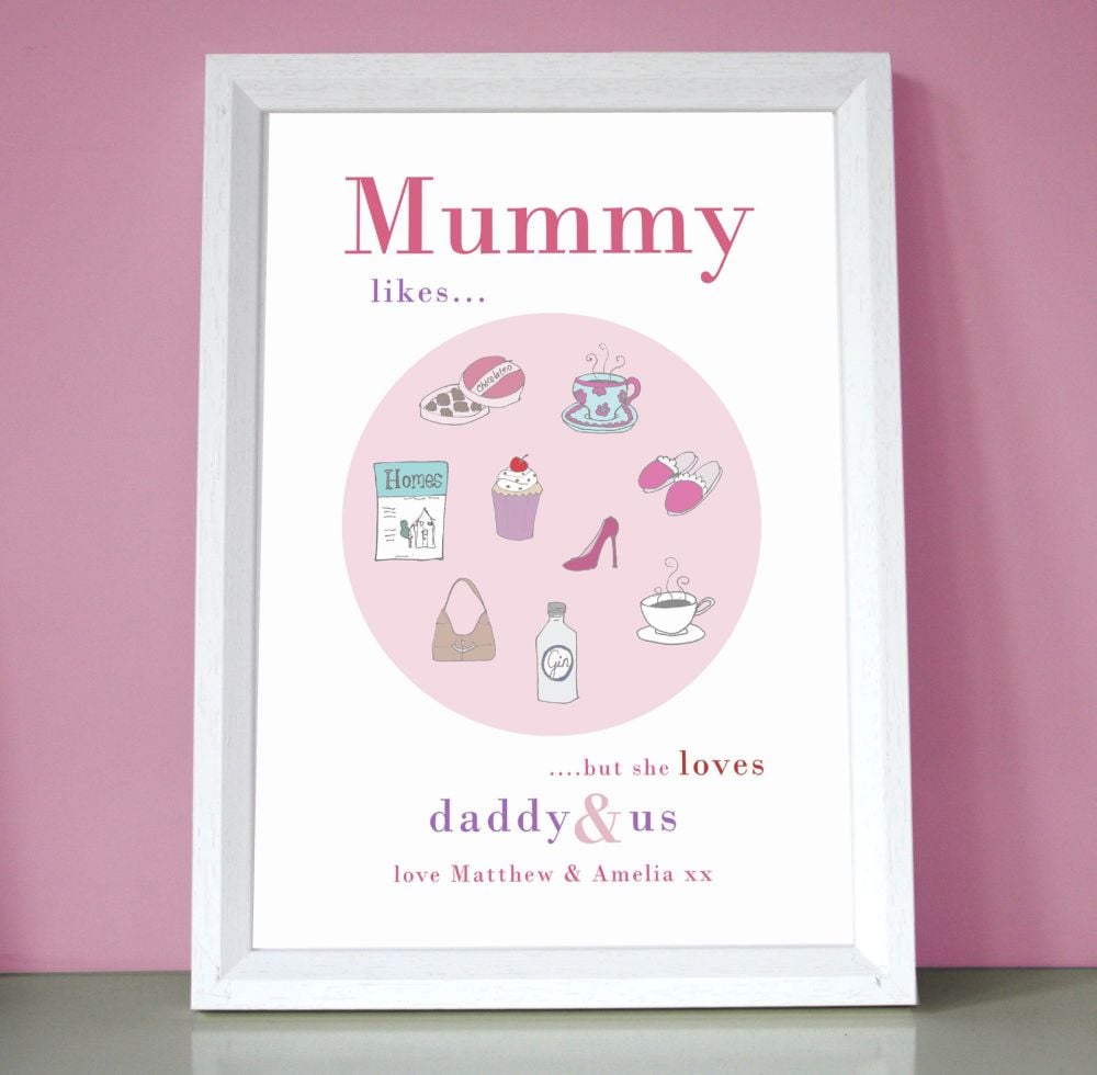 Personalised Mum, Mummy Or Nanny 'Likes' Print