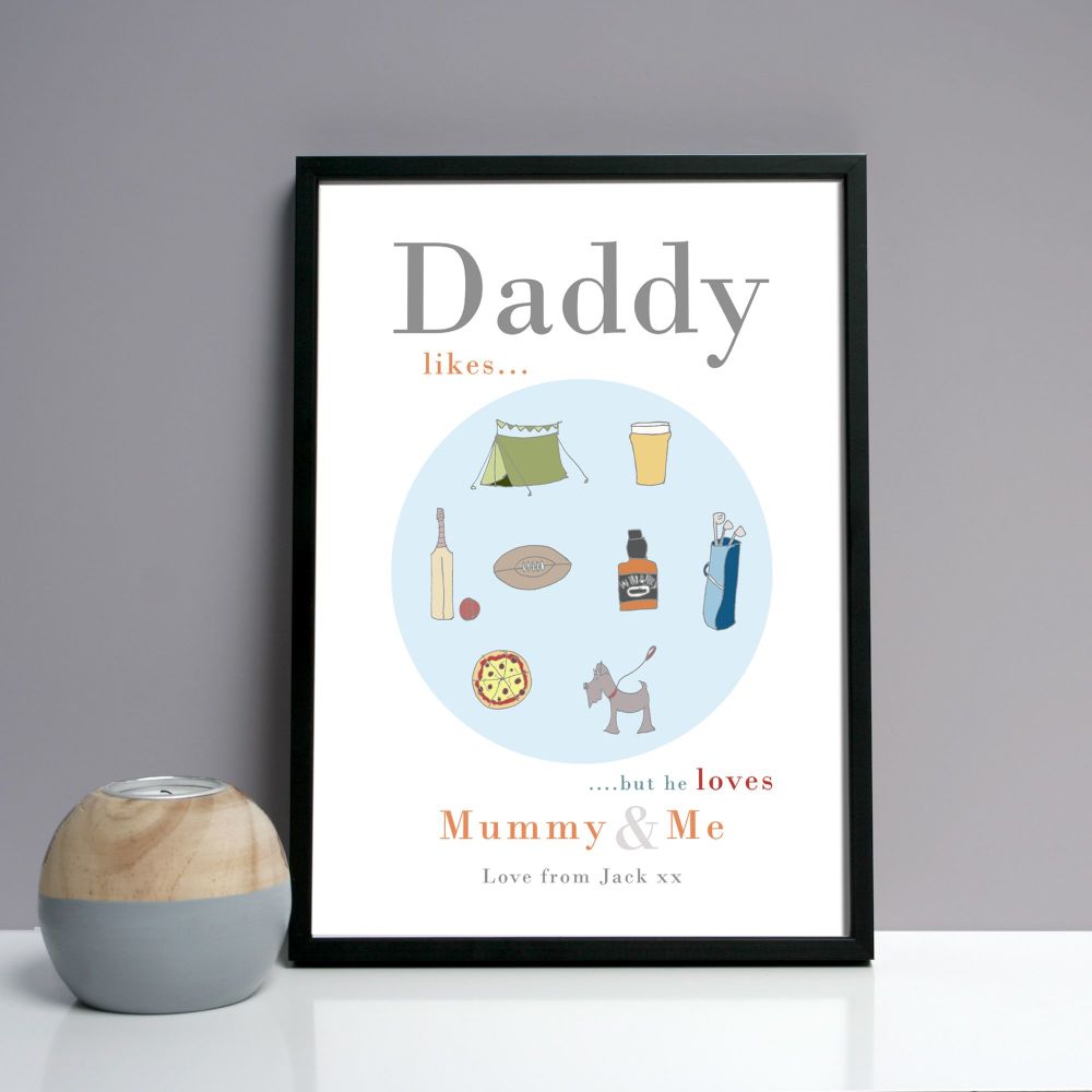 Personalised Dad, Daddy Or Grandpa 'Likes' Print