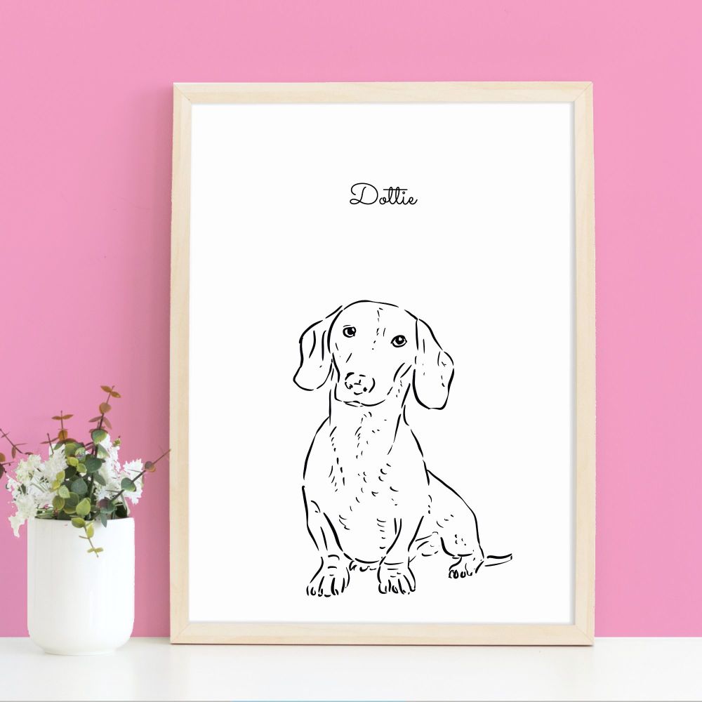 Personalised Pet Portrait Line Drawing Print