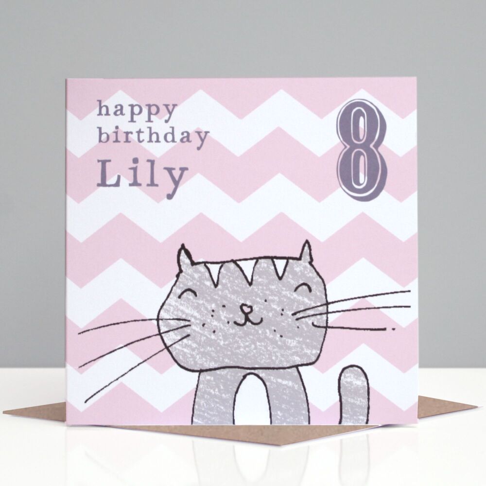 Personalised Cat Girl's Birthday Card