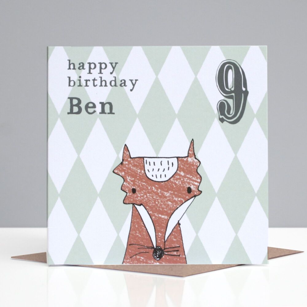 Personalised Fox Boy's Birthday Card