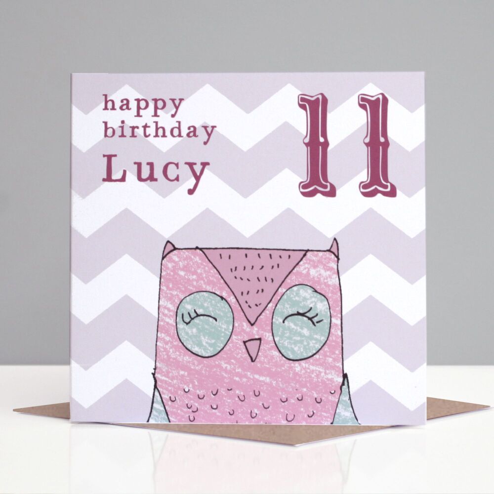 Personalised Owl Girl's Birthday Card