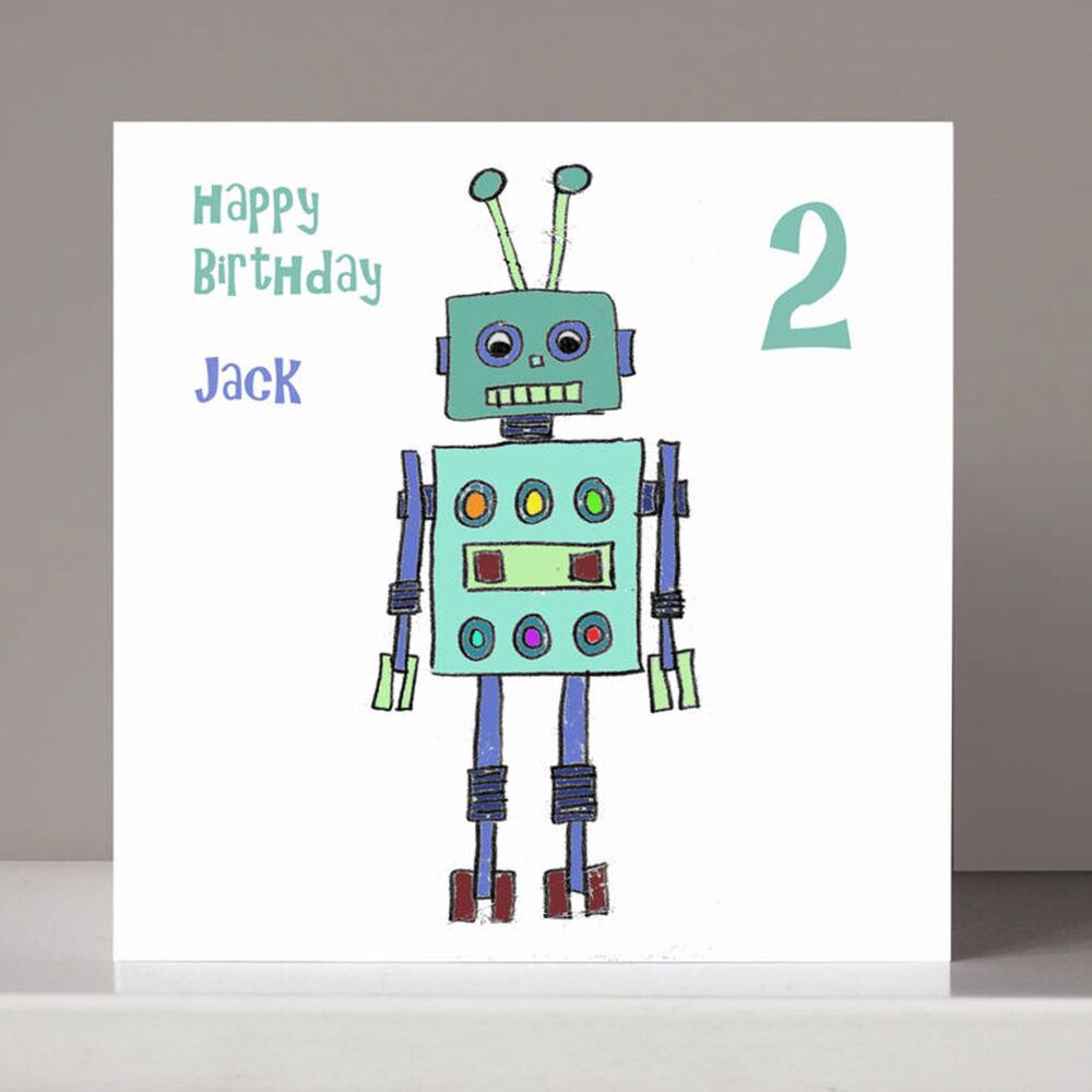 Personalised Robot Boy's Birthday Card