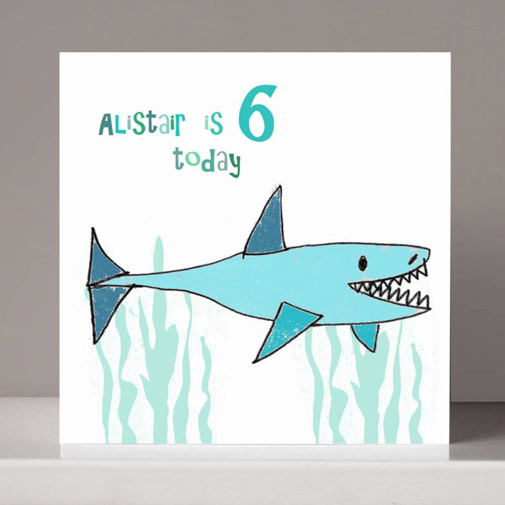 Personalised Shark Boy's Birthday Card