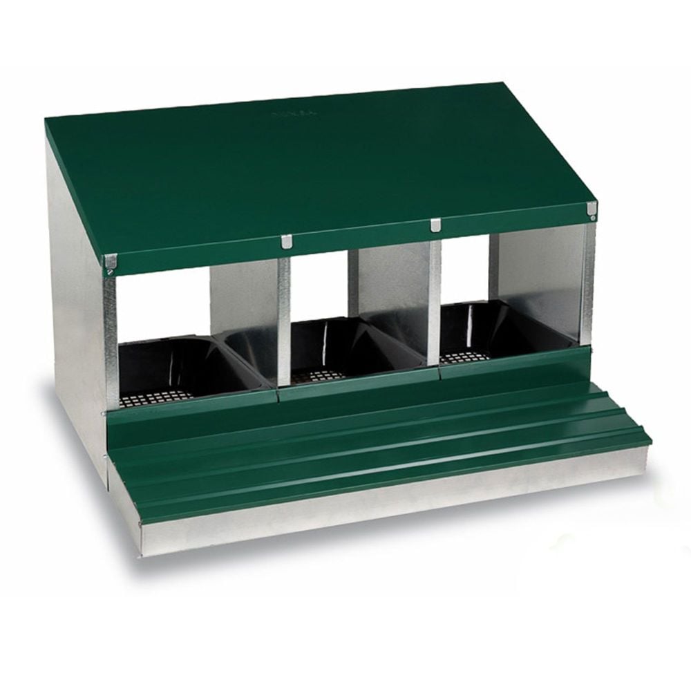 3 Bay Nest Box - Metal with Rollaway egg collection