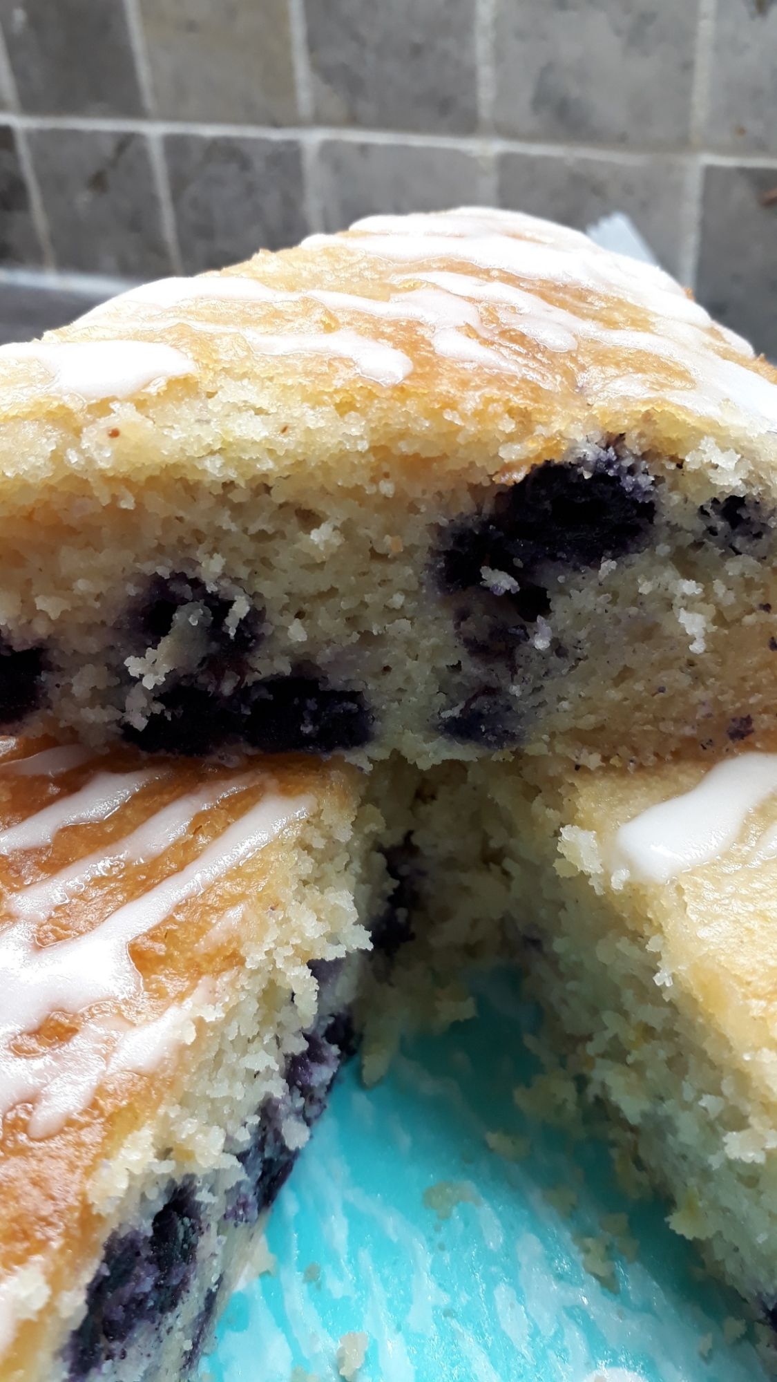 Blueberry & Lemon Cake made without gluten, eggs or dairy