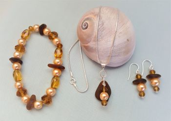 Sea glass, golds and coppers