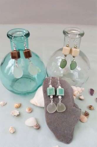 Cube bead earrings