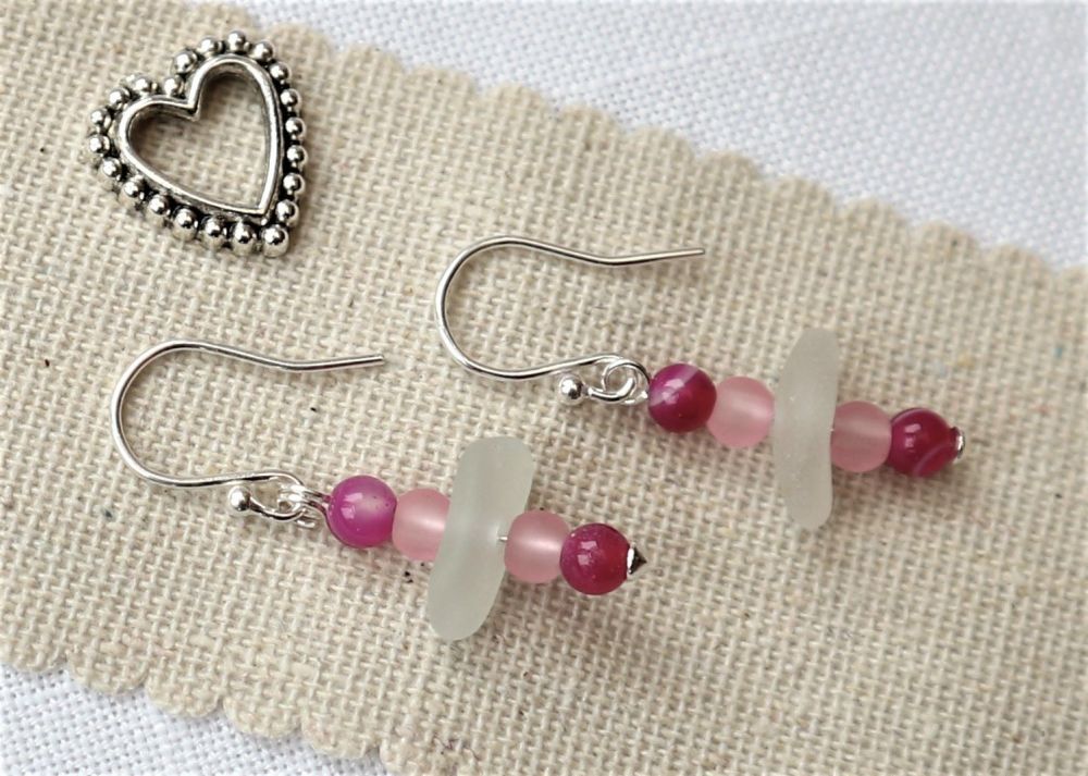 Pinks with sea glass