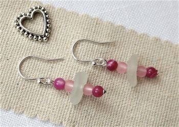 Pinks with sea glass