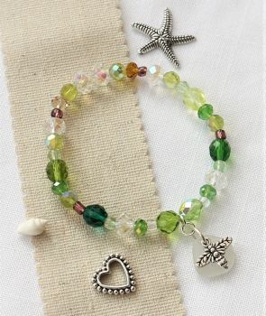 Sea glass and bee charm