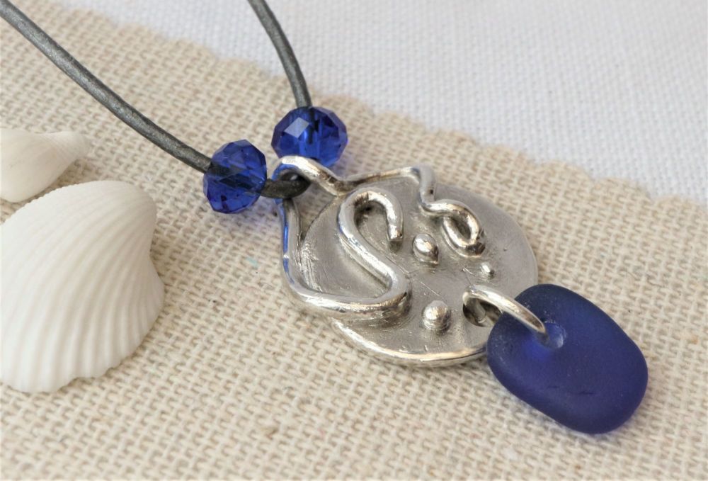 Rustic silver with blue