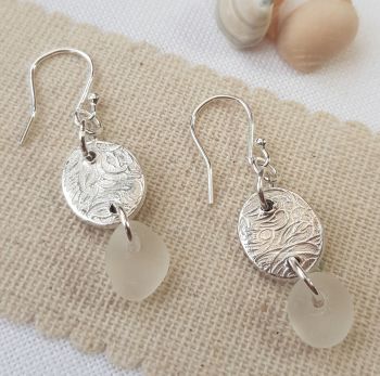 Fine silver and sea glass earrings