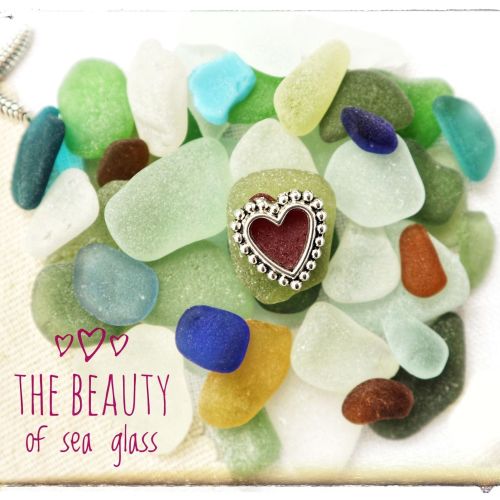 hearts and sea glass