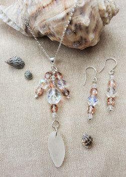 Bronze beads with sea glass and silver