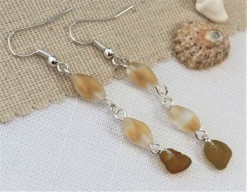 Honey tone sea glass earrings
