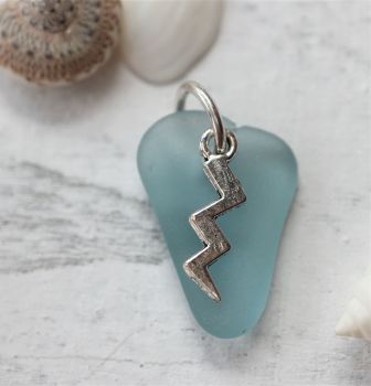 Light blue Sea glass and charm