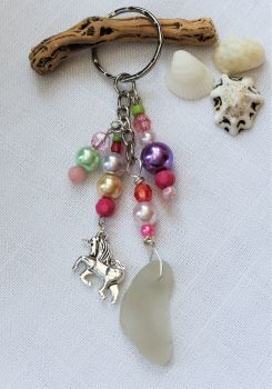 White sea glass handbag charm