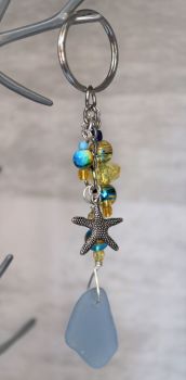 Blue sea glass and a starfish