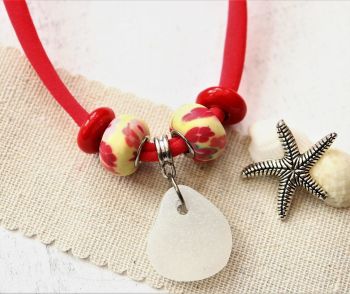 Red with sea glass