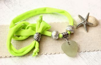 Day glow yellow with sea glass