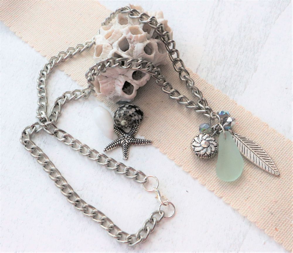 Upcycled and sea glass necklaces