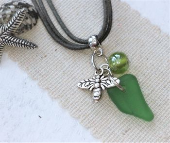 Green and a bee