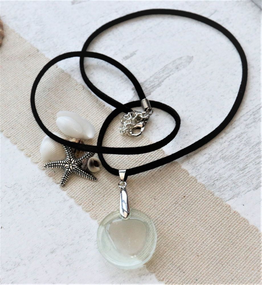 White sea glass in a circle