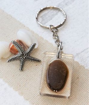 Brown sea glass keyring