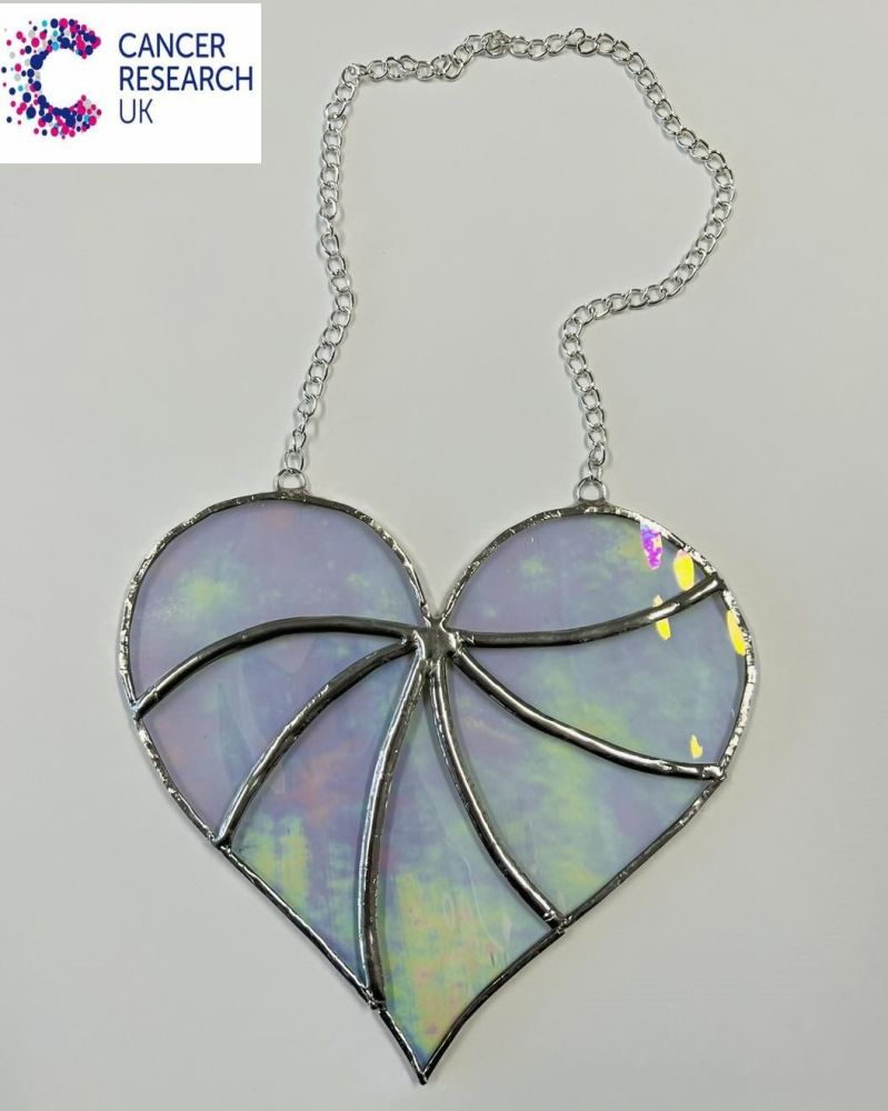 All Clear Glass Heart - Supporting Cancer Research UK