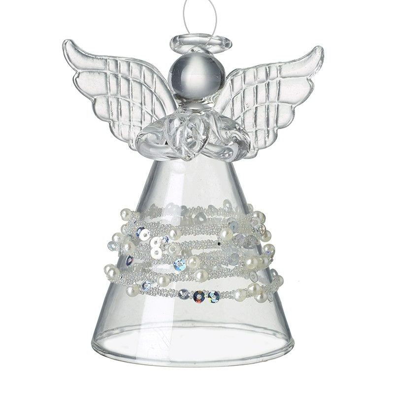 Glass Angel with pearls and sequins